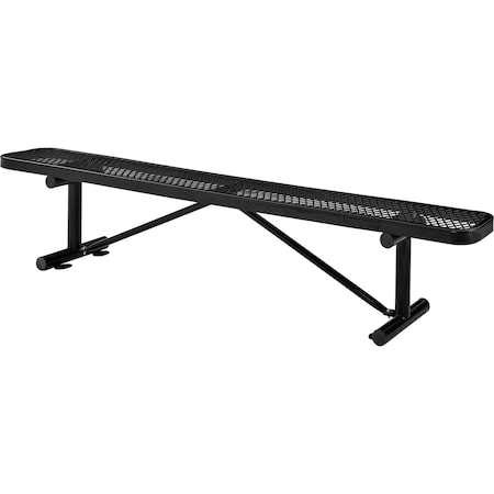 Global Industrial 8ft Outdoor Steel Flat Bench, Expanded Metal, Black 277157BK